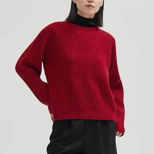 Melange Wool Warm Loose-Fit Pullover