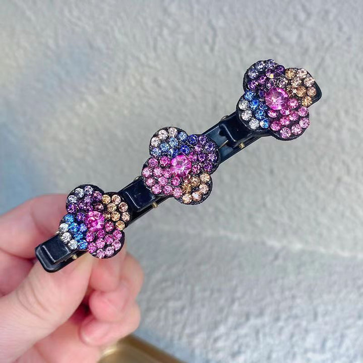 Trendy Floral Crystal Braided Hair Clips