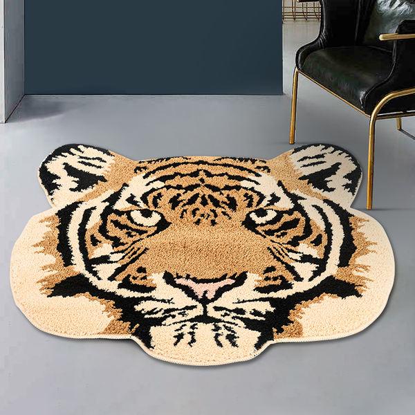 Tiger Head Tufted Rug for Living Room and Kids Bedroom