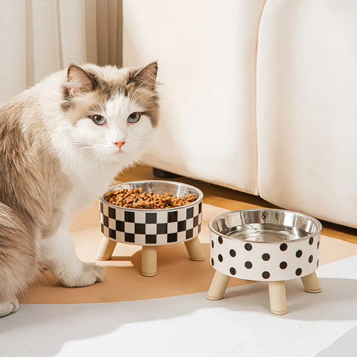 Raised Cat Feeder Bowl with Anti-Choking Design