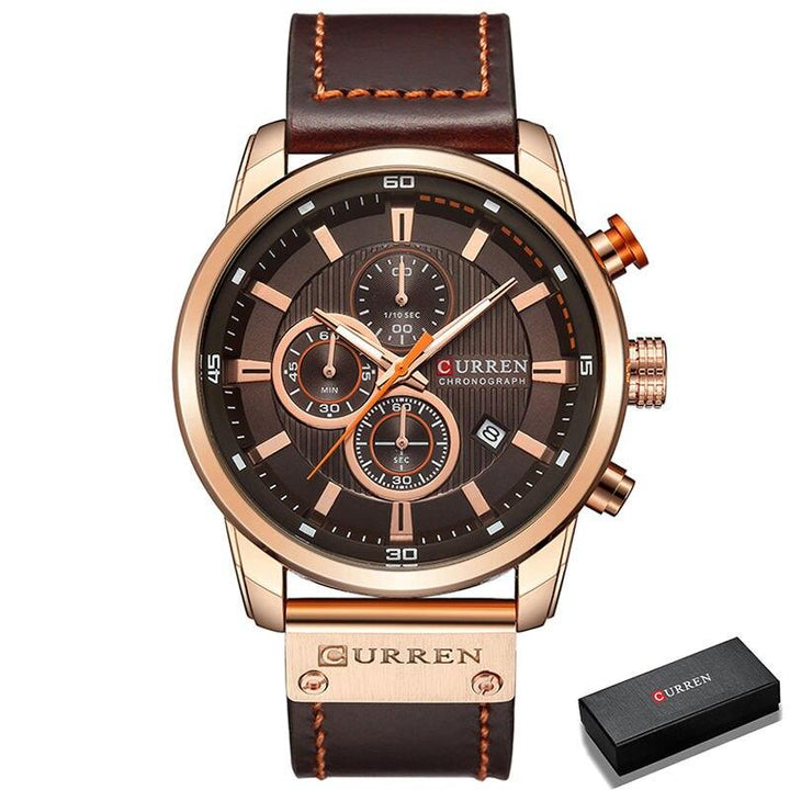 Men's Leather Sports Chronograph Watch