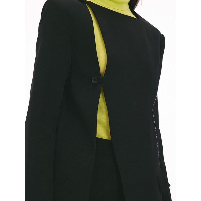 Chic Summer Women's Black Asymmetric Blazer