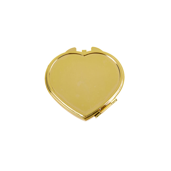 Heart-Shaped Metal Pill Box with Mirror