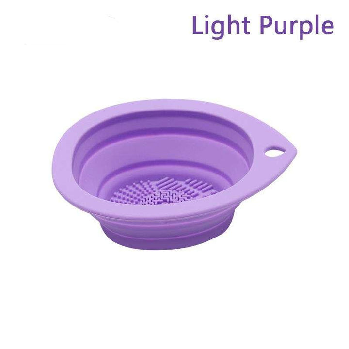 Silicone Makeup Brush Cleaner: Portable Folding Wash Bowl & Scrubber Mat