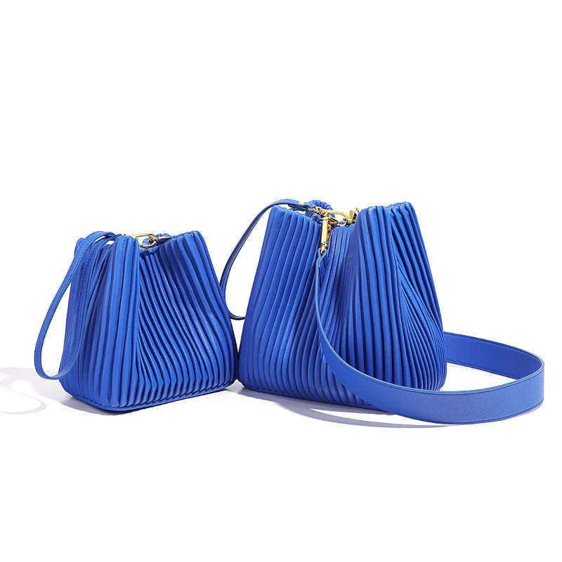 Luxury Ruched Leather Bucket Bag