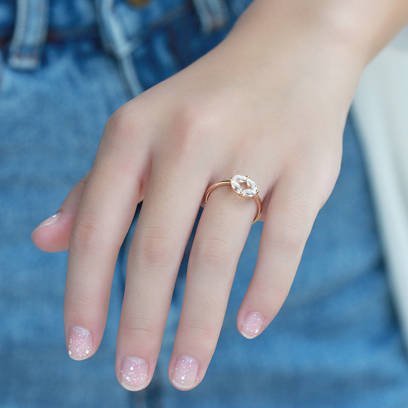 Women's Sterling Silver Gold-plated Topaz Set Ring