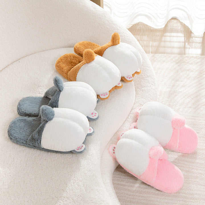 Cartoon Cute Girl Hip-wrapped Butt Warm-keeping And Cold-proof Non-slip Indoor Cotton Slippers