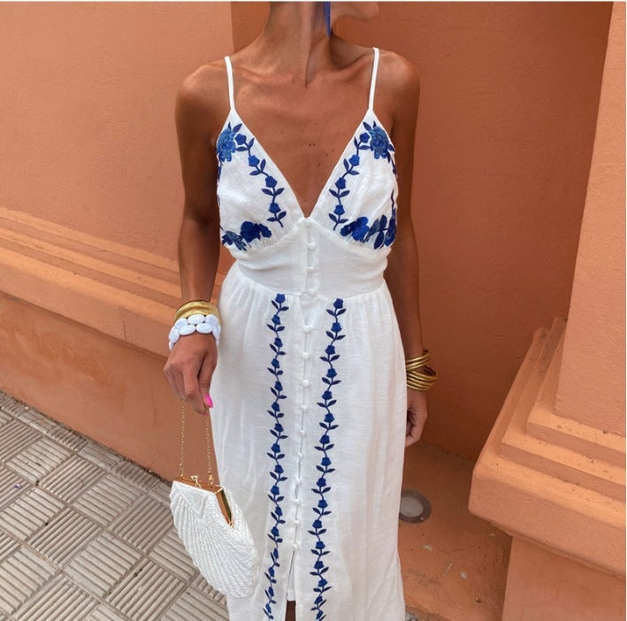 Women's Clothing Embroidered Slip Top Dress