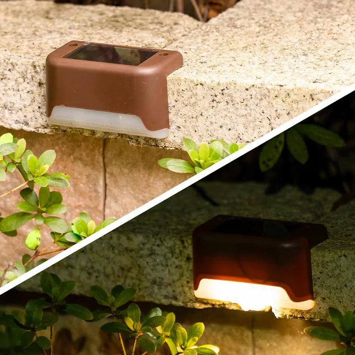 Solar LED Step Lights - Warm White Waterproof Outdoor Pathway and Garden Illumination