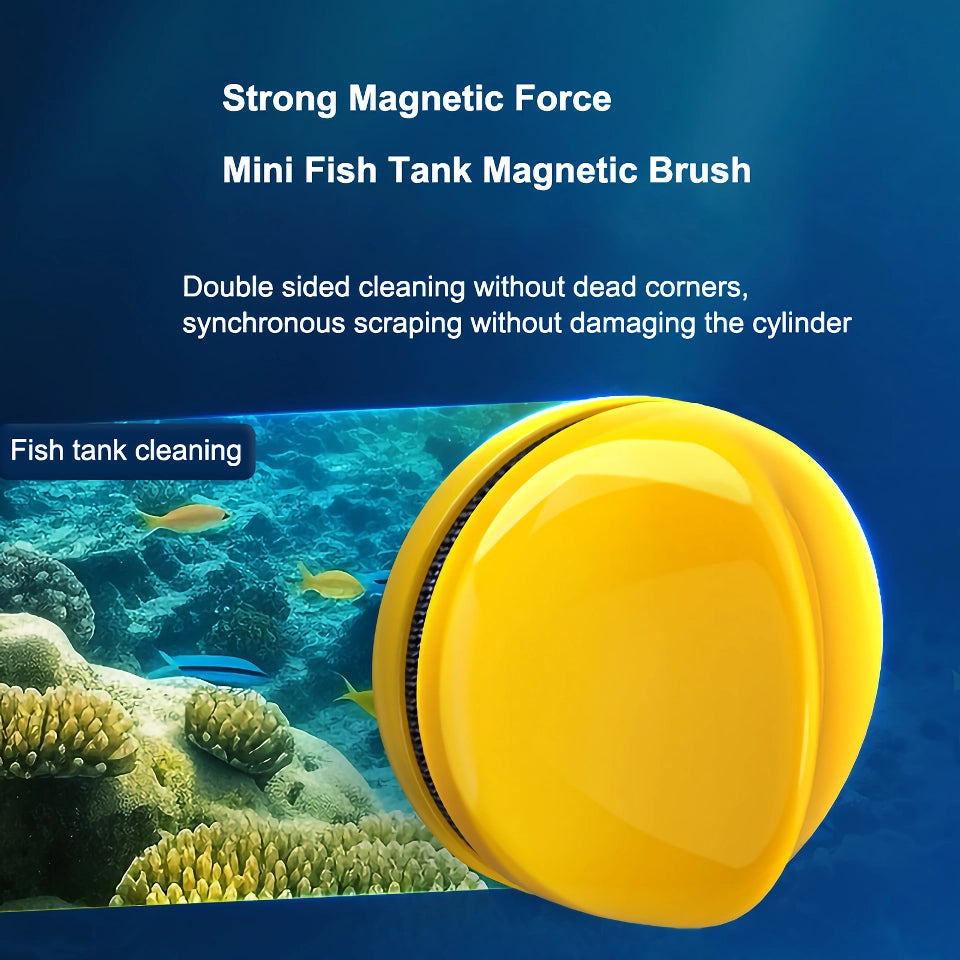 Mini Magnetic Fish Tank Brush - Double-Sided Glass Cleaner for Algae Removal