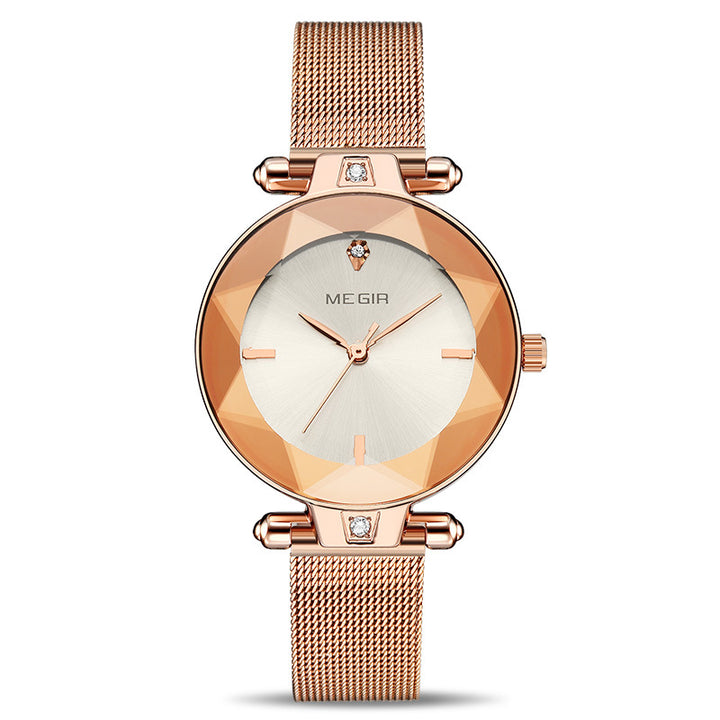 Mirror quartz female watch