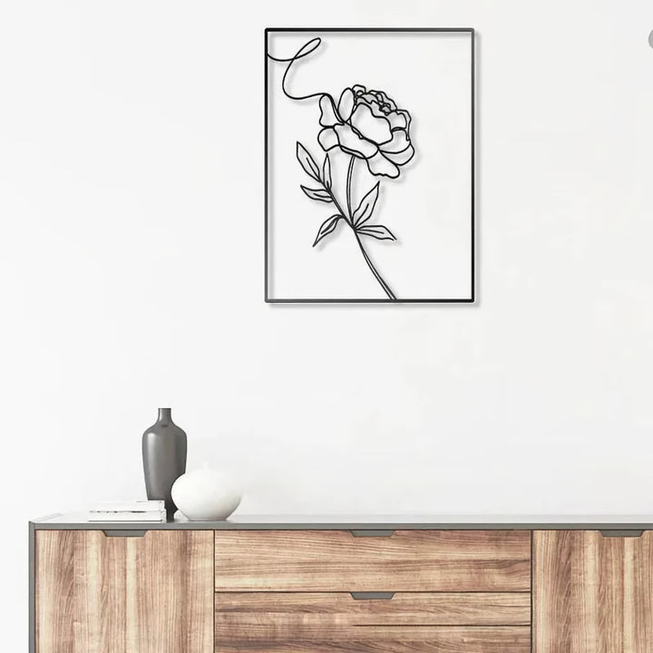 Abstract Minimalist Rose Flower Iron Wall Decor