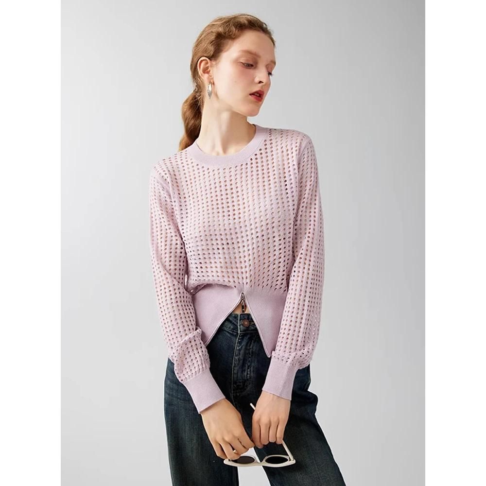 Chic Hollow Out Silk Blend Sweater