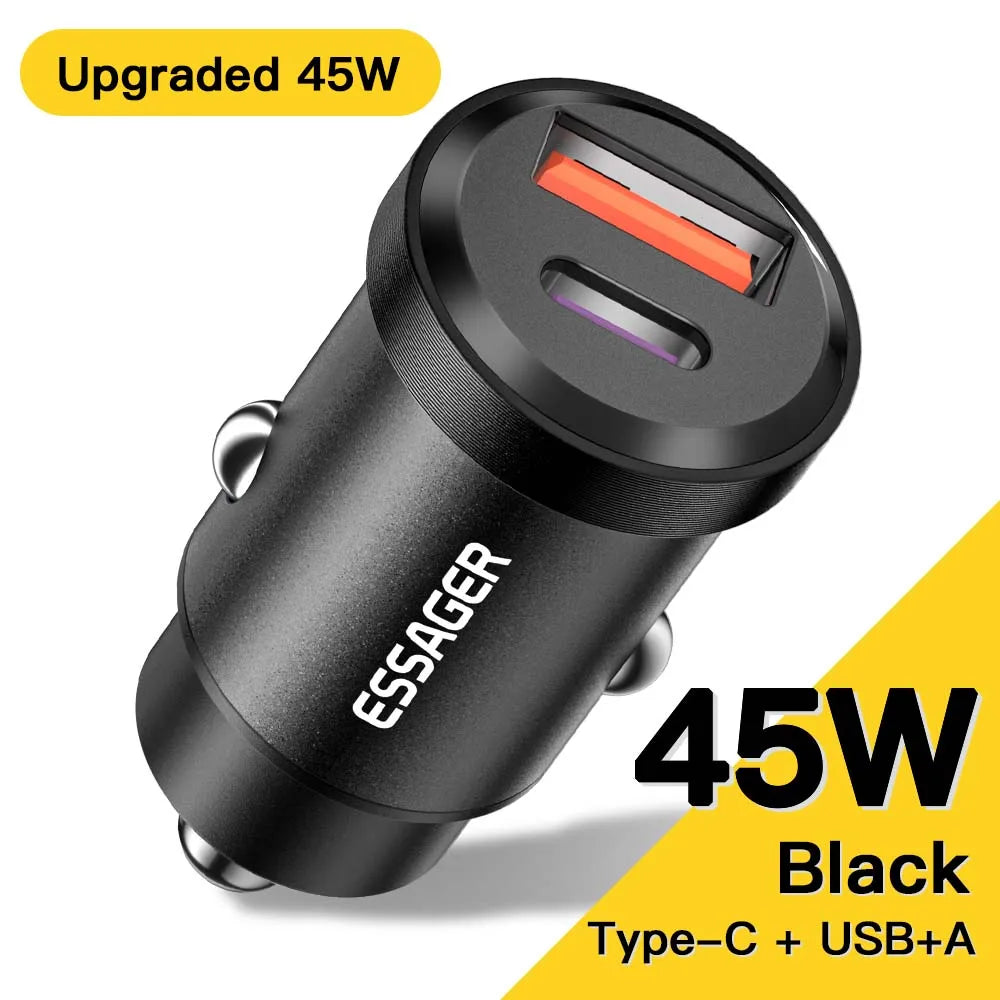 30W/45W Dual USB Car Charger with Fast Charging for iPhone and Android