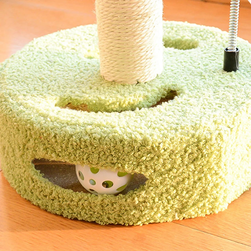 Interactive Sisal Cat Scratching Post with Hanging Balls