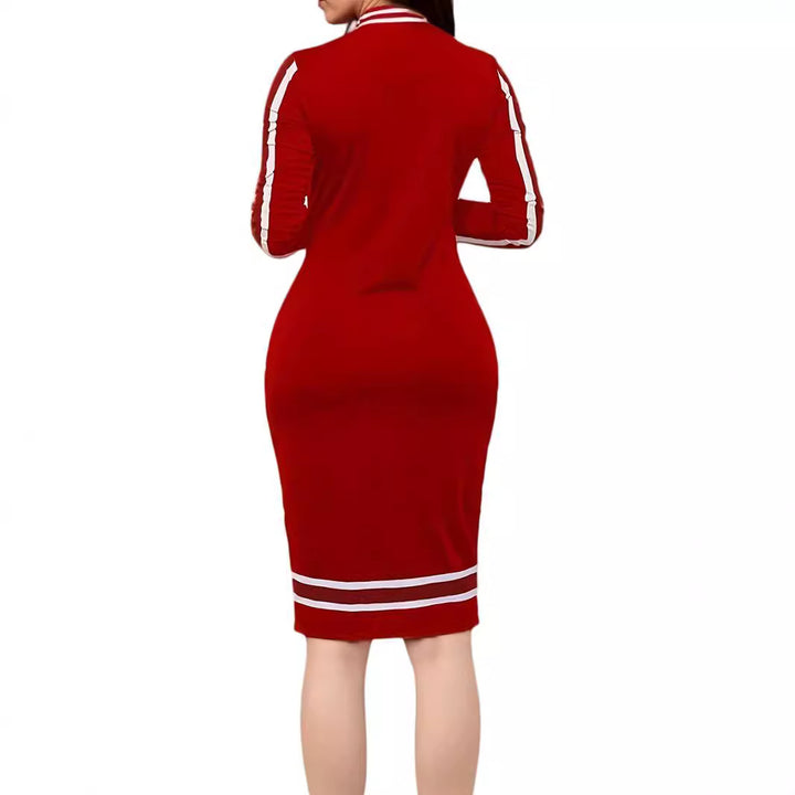 European And American Long Sleeve Zipper Casual Dress Women