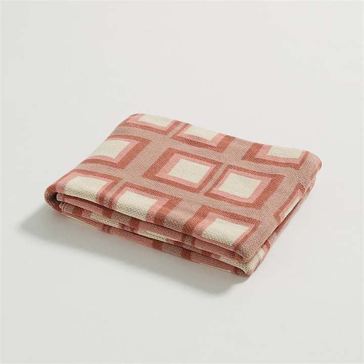 Modern Plaid Knitted Throw Blanket