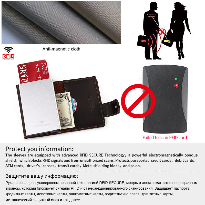 Automatic Pop-up RFID Card Holder Card Cover Anti-theft Swiping Aluminum Alloy Card Package