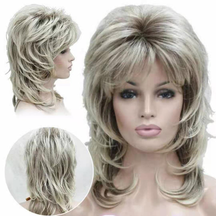 Women's Fashion Short Roll Rose Net Chemical Fiber Wig