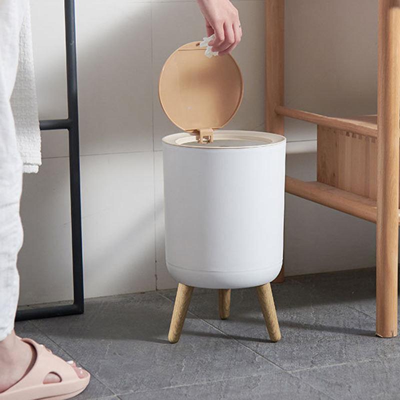 Nordic Style High-Foot Trash Can with Lid