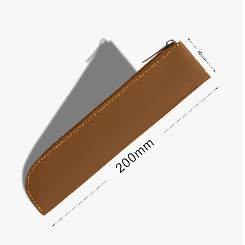 Chic Leather Zipper Pencil Case for School and Office