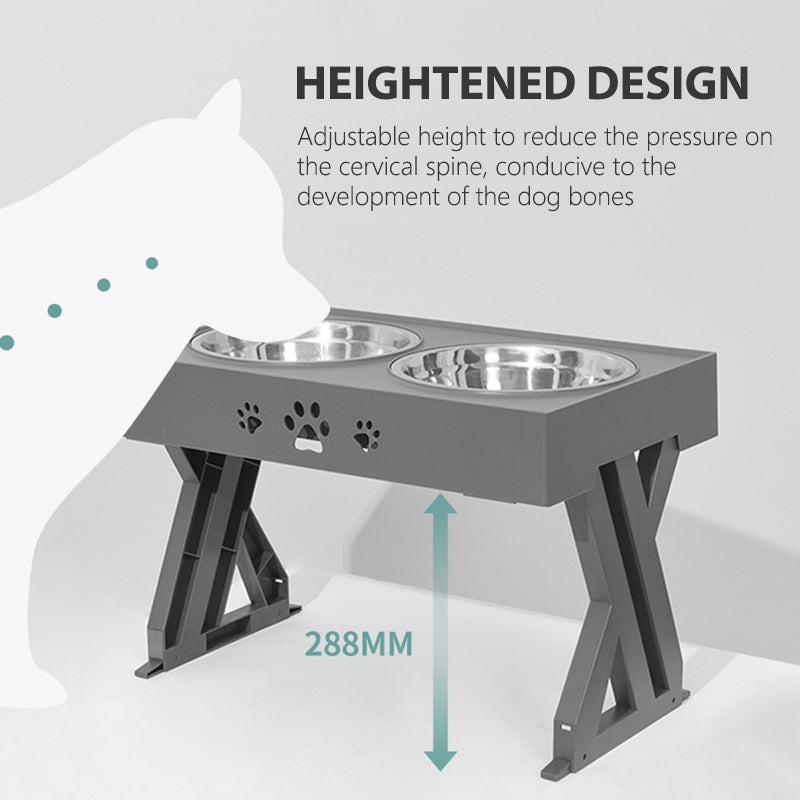 Adjustable Height Double Bowls with Stand