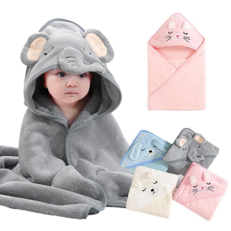 Soft & Adorable Cartoon Animal Hooded Baby Towel - Warm, Cozy Cotton Bathrobe for Newborns & Toddlers