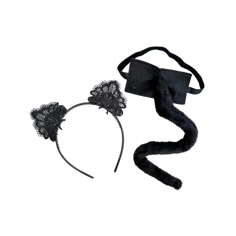 Anime Fox Cat Ears & Tail Headband Maid Set