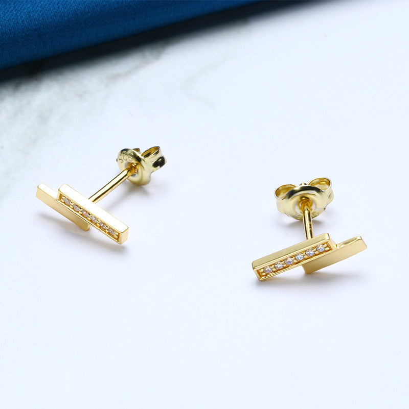 Geometric Zircon Anti Allergy Earrings