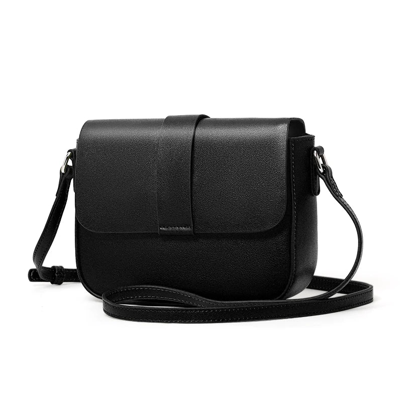 Stylish Soft Leather Crossbody Bag - 100% Cowhide Square Shoulder Bag