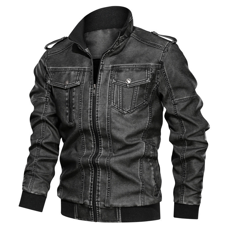 European And American Style Men's Pu Leather Coat