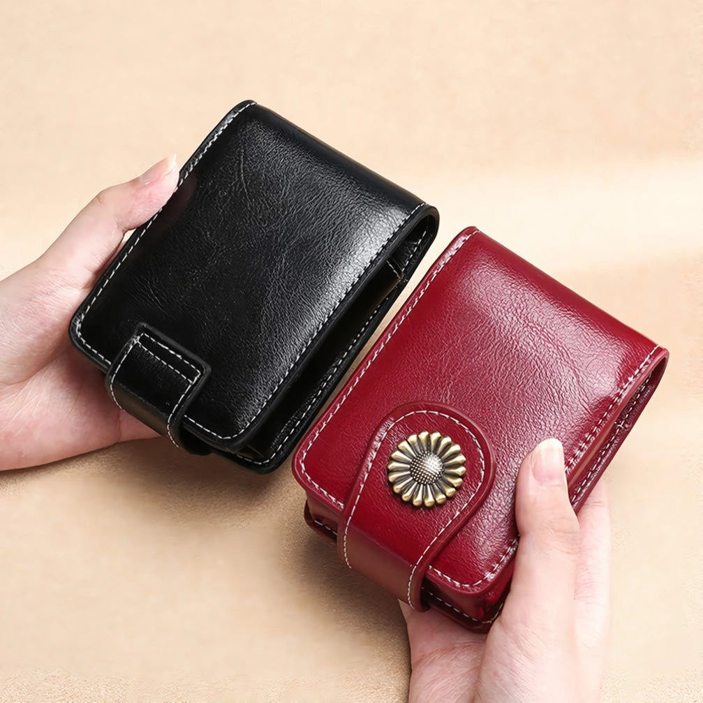 Mini Portable Leather Makeup Bag with Mirror