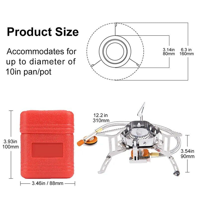 Compact Wind-Proof Camping Gas Burner for Outdoor Adventures