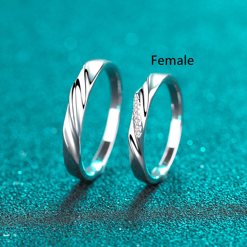 925 Sterling Silver Couple Ring Female