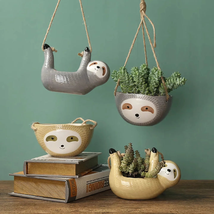 Ceramic Cartoon Animal Hanging Plant Pot