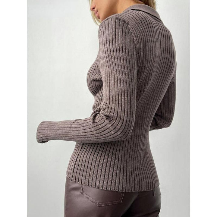 Women's Slim Fit Polo Collar Sweater