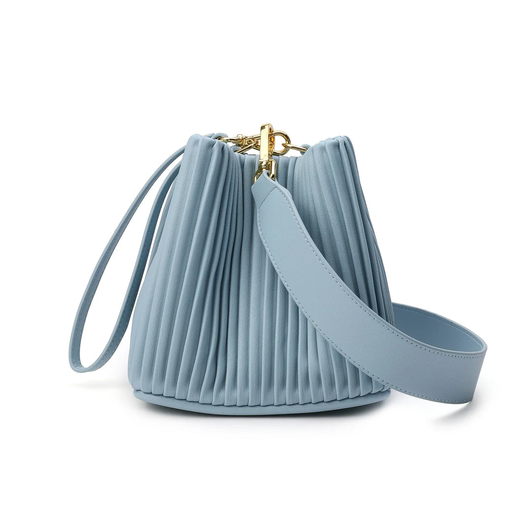 Luxury Ruched Leather Bucket Bag