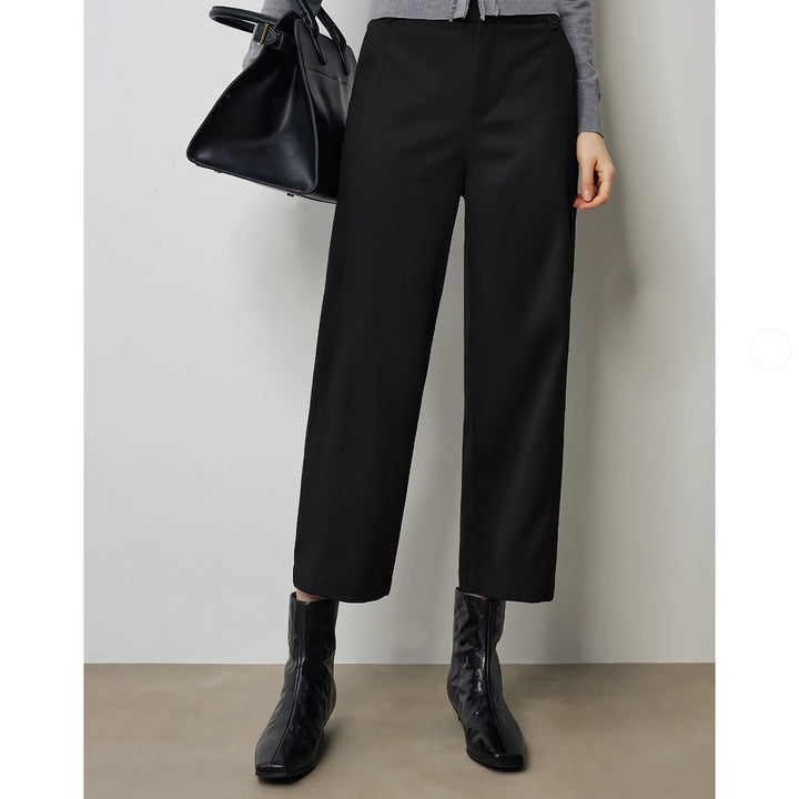 Chic Autumn Ankle-Length Casual Black Pants for Women