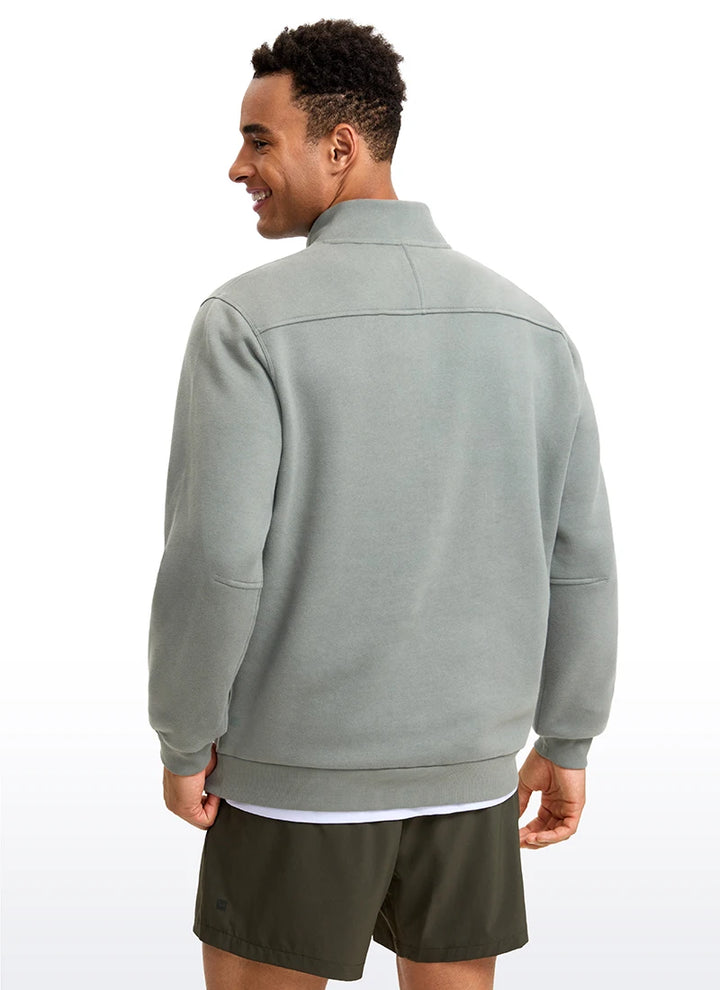 Men's Fleece-Lined Mock Neck Half Zip Sweatshirt