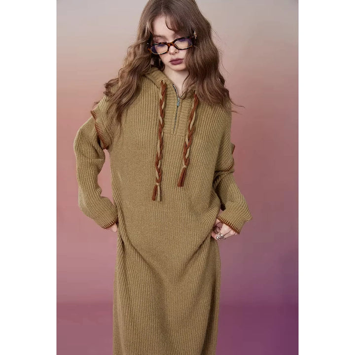 Elegant Autumn Plus Size Hoodie Knitted Dresses for Women