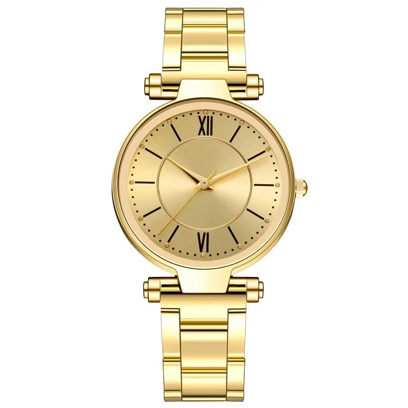 Exquisite Rose Gold Stainless Steel Women's Quartz Watch