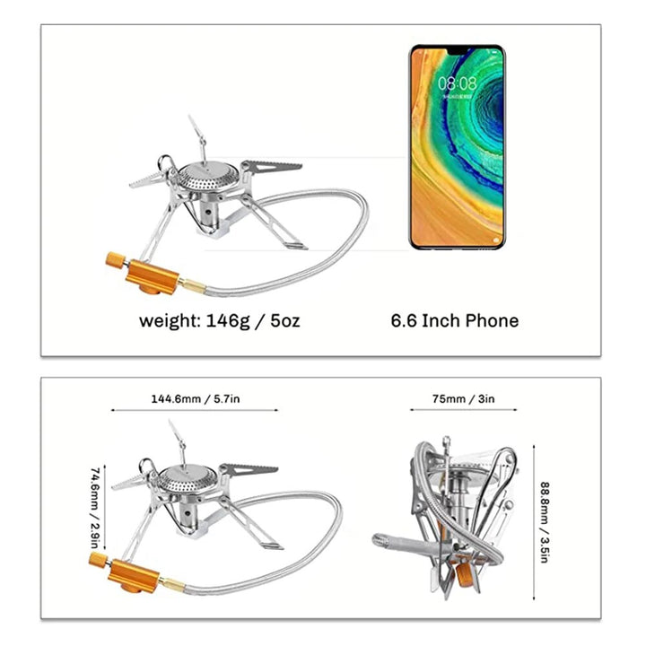 Ultralight Portable Camping Gas Stove for High Altitude Hikes and Outdoor Picnics