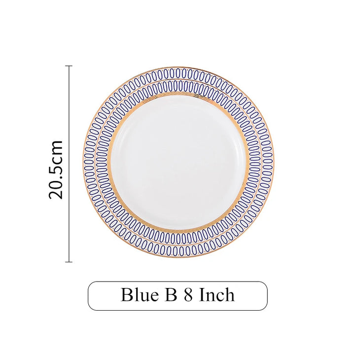 6PCS Nordic Bone China Ceramic Plates Set - Elegant Dinnerware & Dessert Plates