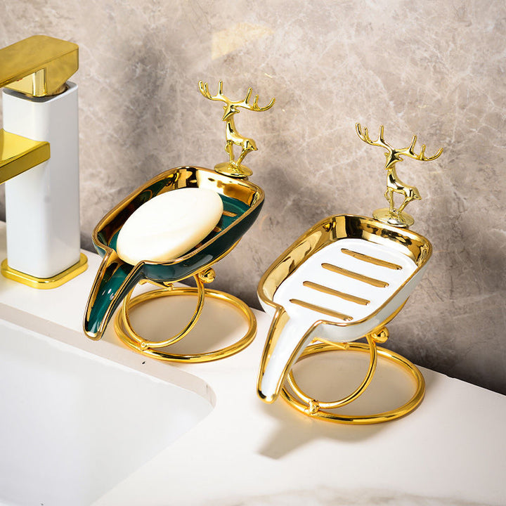 Elegant Ceramic Soap Rack with Drainage for Bathroom Storage