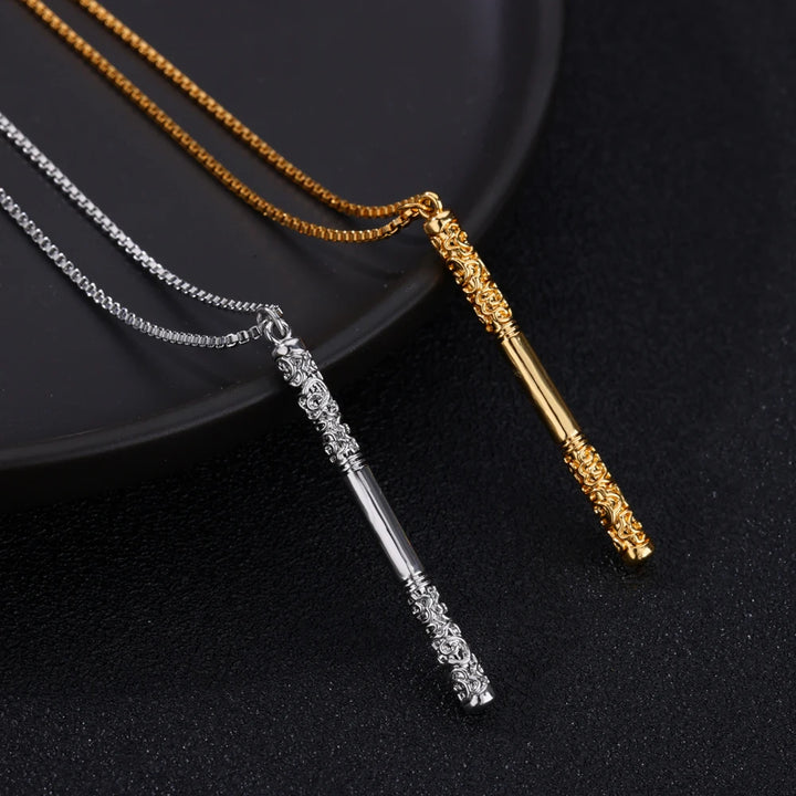 Golden Cudgel Stainless Steel Pendant Necklace