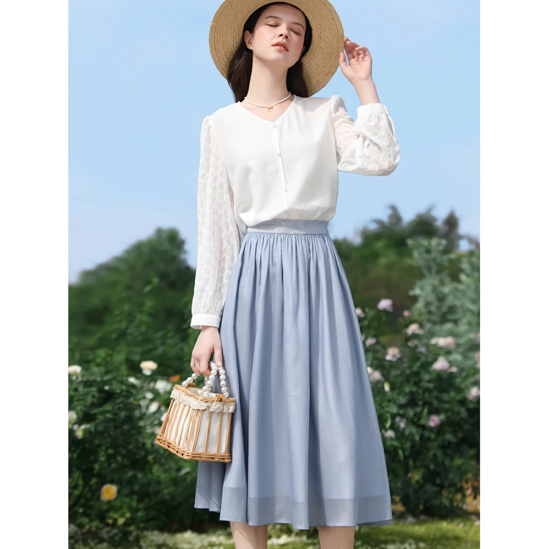 Summer Elegant Mid-Calf Chiffon Skirt