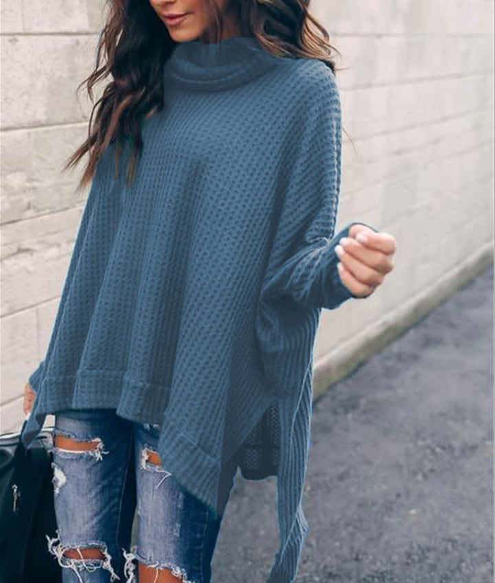 Autumn New Fashion High Collar Long Sleeve Irregular Women's Top Sweater