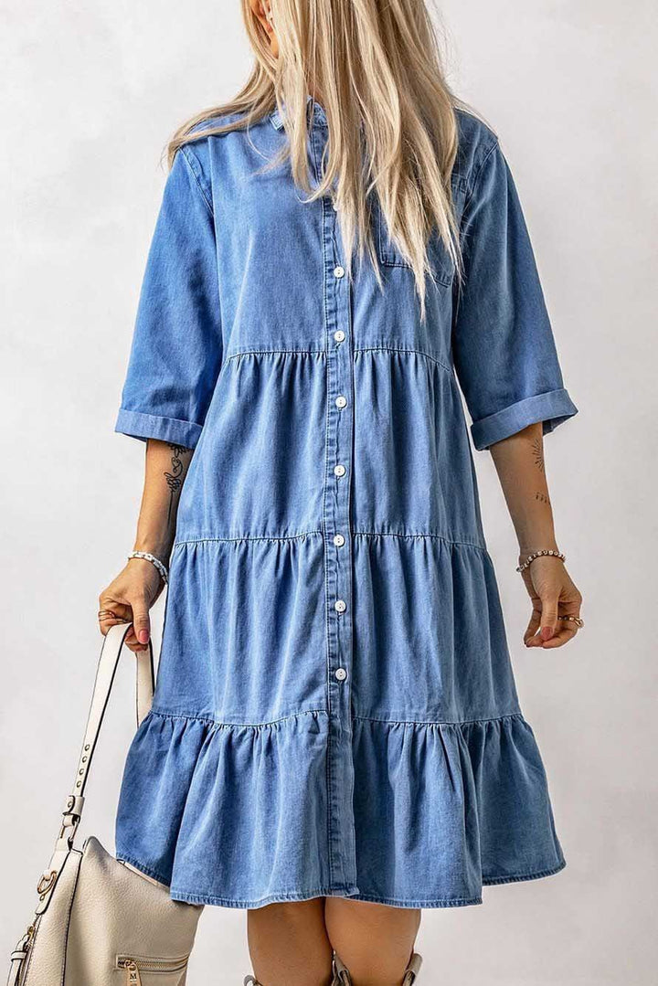 Spring And Summer Dress Denim Button Shirt