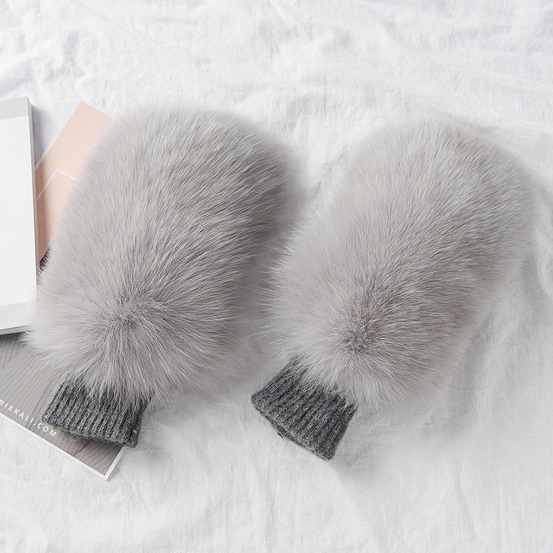 Women's Warm Winter Gloves Of Fox Skin