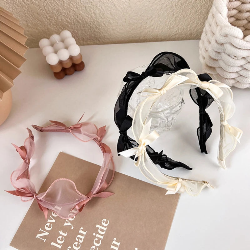 Fashion Bow Knot Lace Mesh Headband